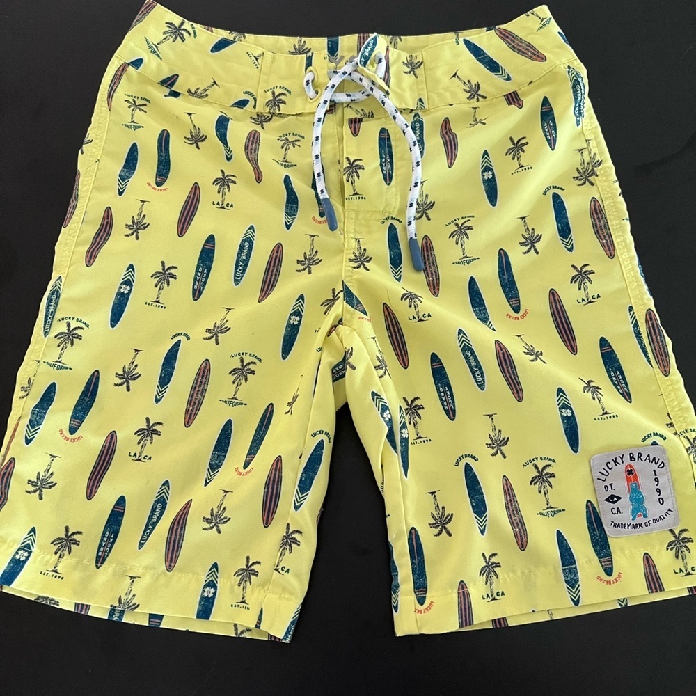 Lucky Brand Boys Yellow Surfboard Print Shorts
